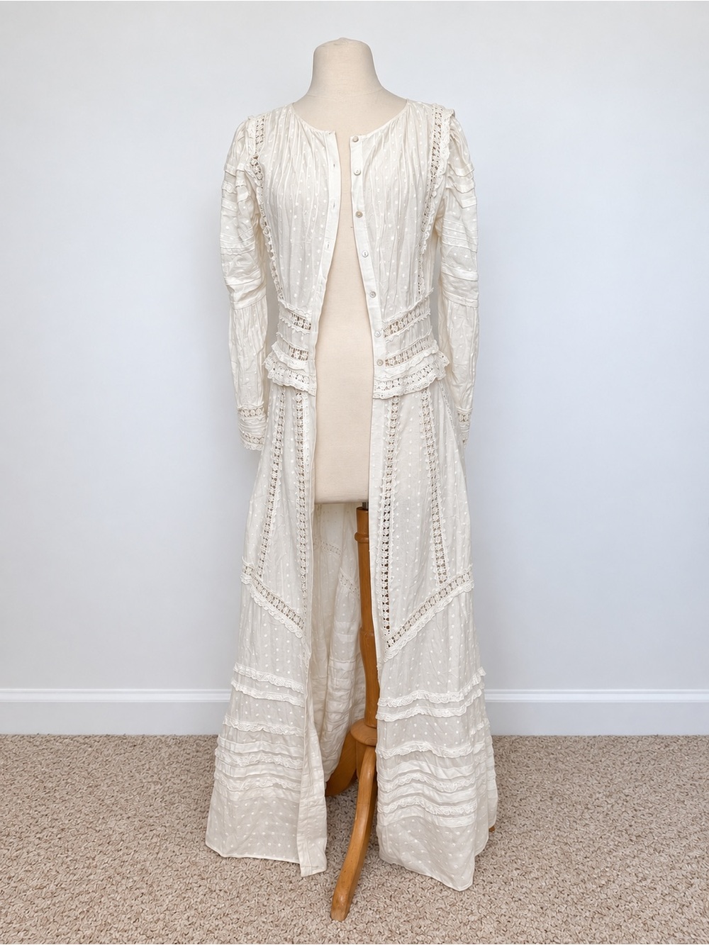 LoveShackFancy Amabella Ivory Lace Maxi Dress Duster Kaftan